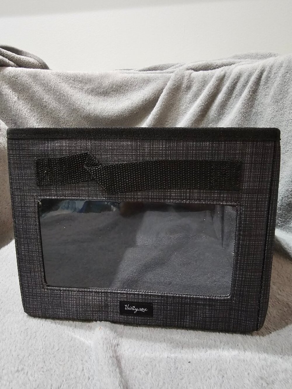 Thirty-One Your Way Rectangle Storage Bin Charcoal Crosshatch NWOT